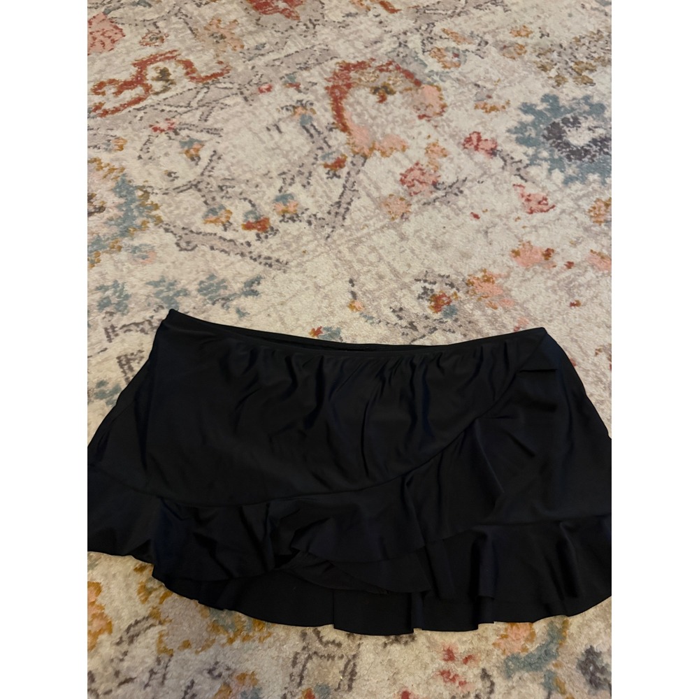 Catalina Black Ruffle Swim Skirt Plus Size XL 16-18 Built-in Brief Skirtini